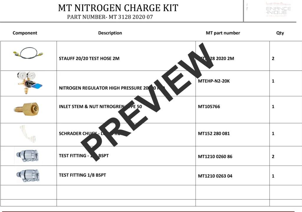 MT220919 NITROGEN CHARGE KIT