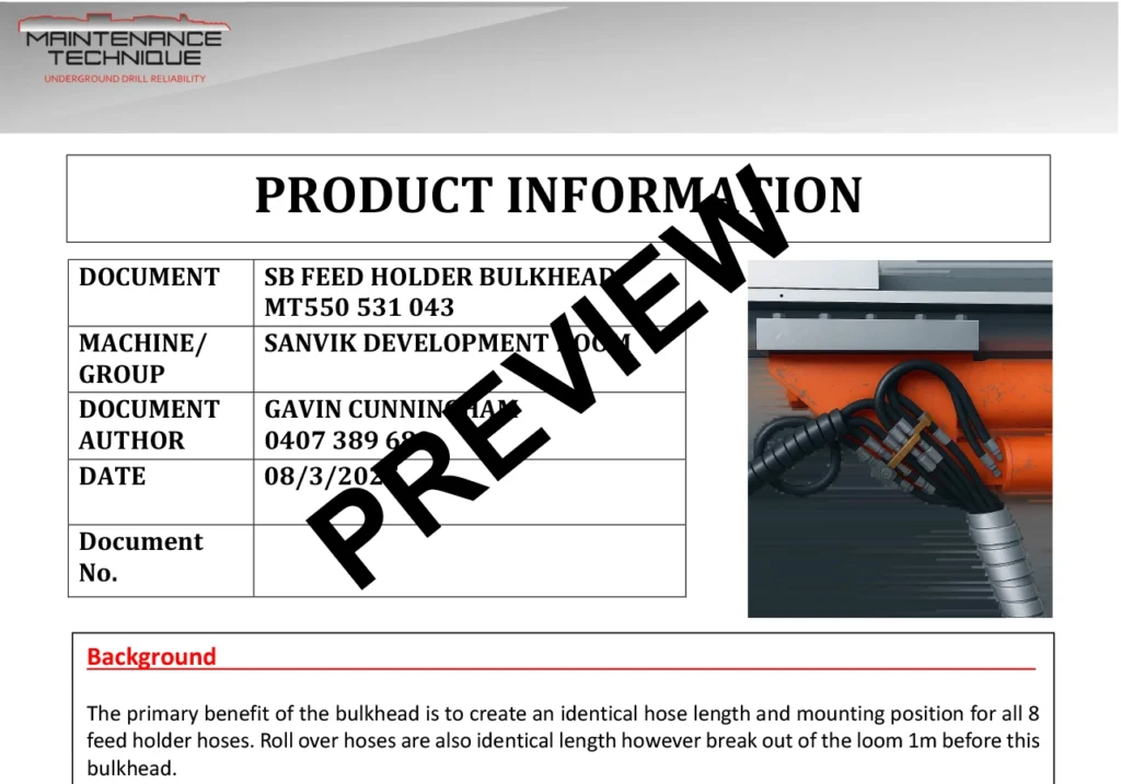 MT251006 SB FEED HOLDER BULKHEAD MT550 531 043