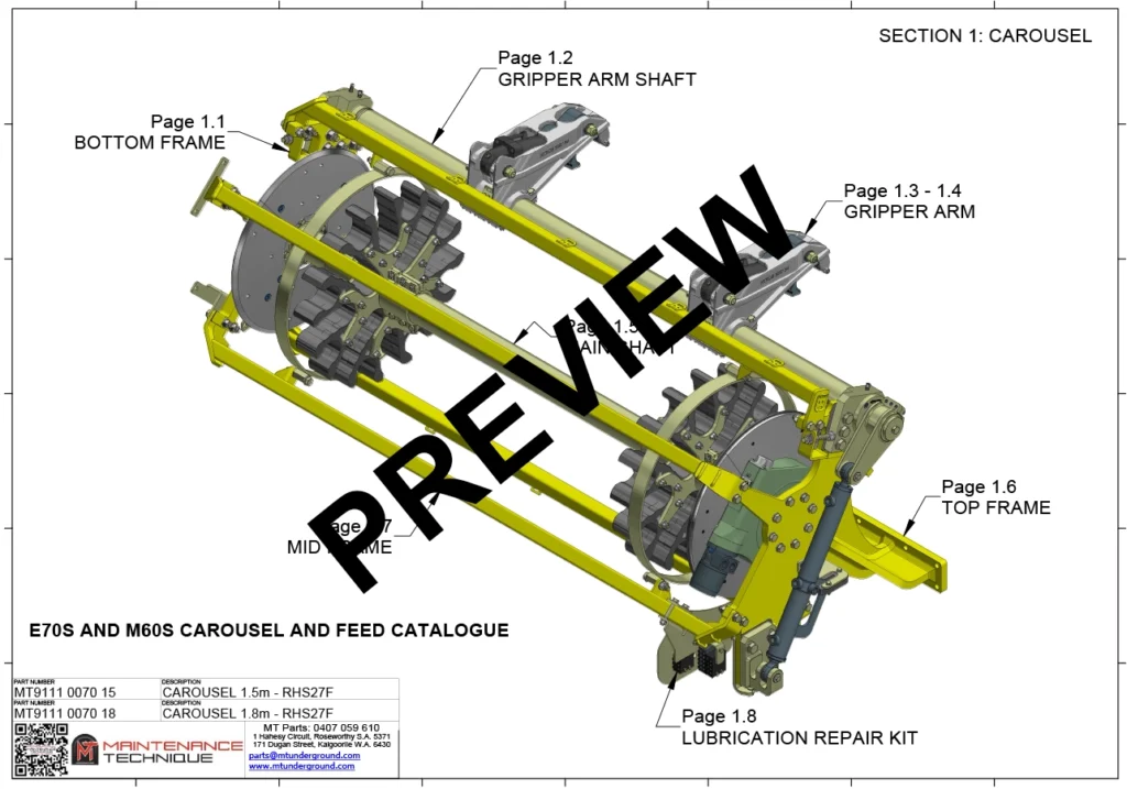 MT251010 FEED AND CAROUSEL ASSEMBLY E70 M60 RHS27F CATALOGUE