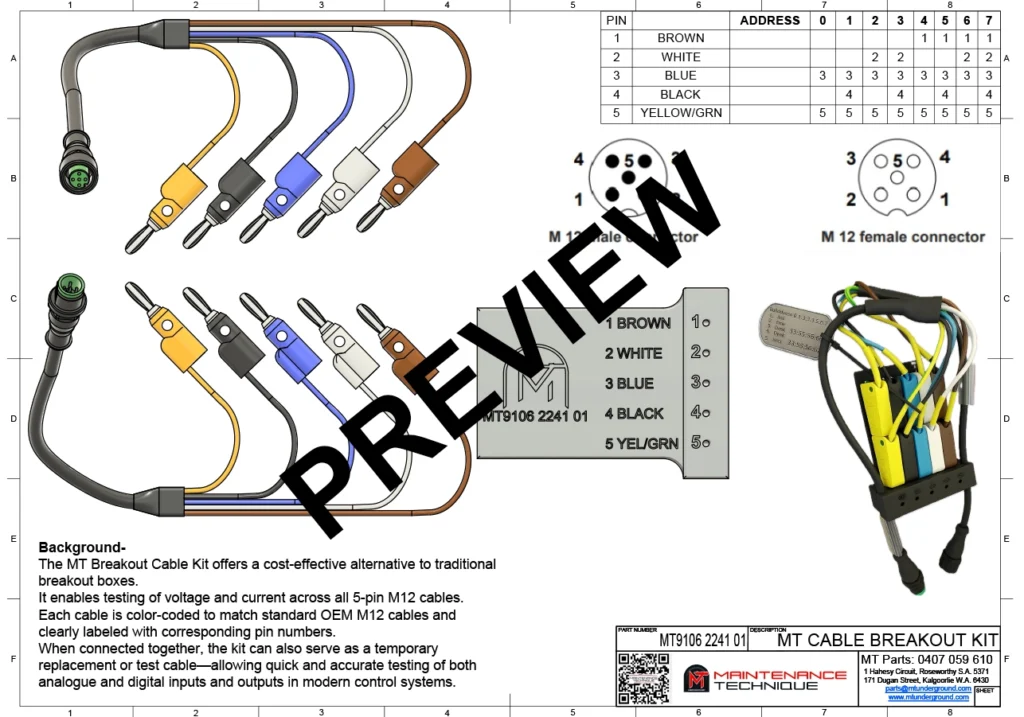 MT251028 MT9106 2241 013 MT CABLE BREAKOUT LEADS