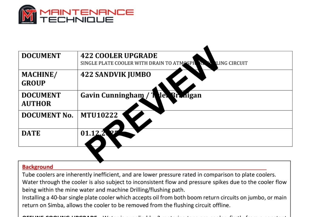 MTU10222 - Work Instruction - Sandvik DD422 Offline Cooling Upgrade