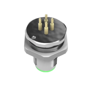 M12 MALE 4PIN 'A' CODED PCB SOLDER ON BULKHEAD